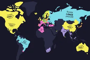 Los modelos eléctricos más vendidos en cada país del mundo reunidos en un solo mapa