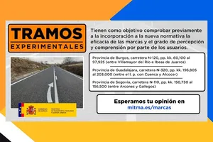 Nuevas marcas viales experimentales en tres tramos de carretera