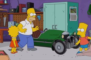 Homer Simpson vende su Morgan 3 Wheeler a Jay Leno en el episodio de esta semana