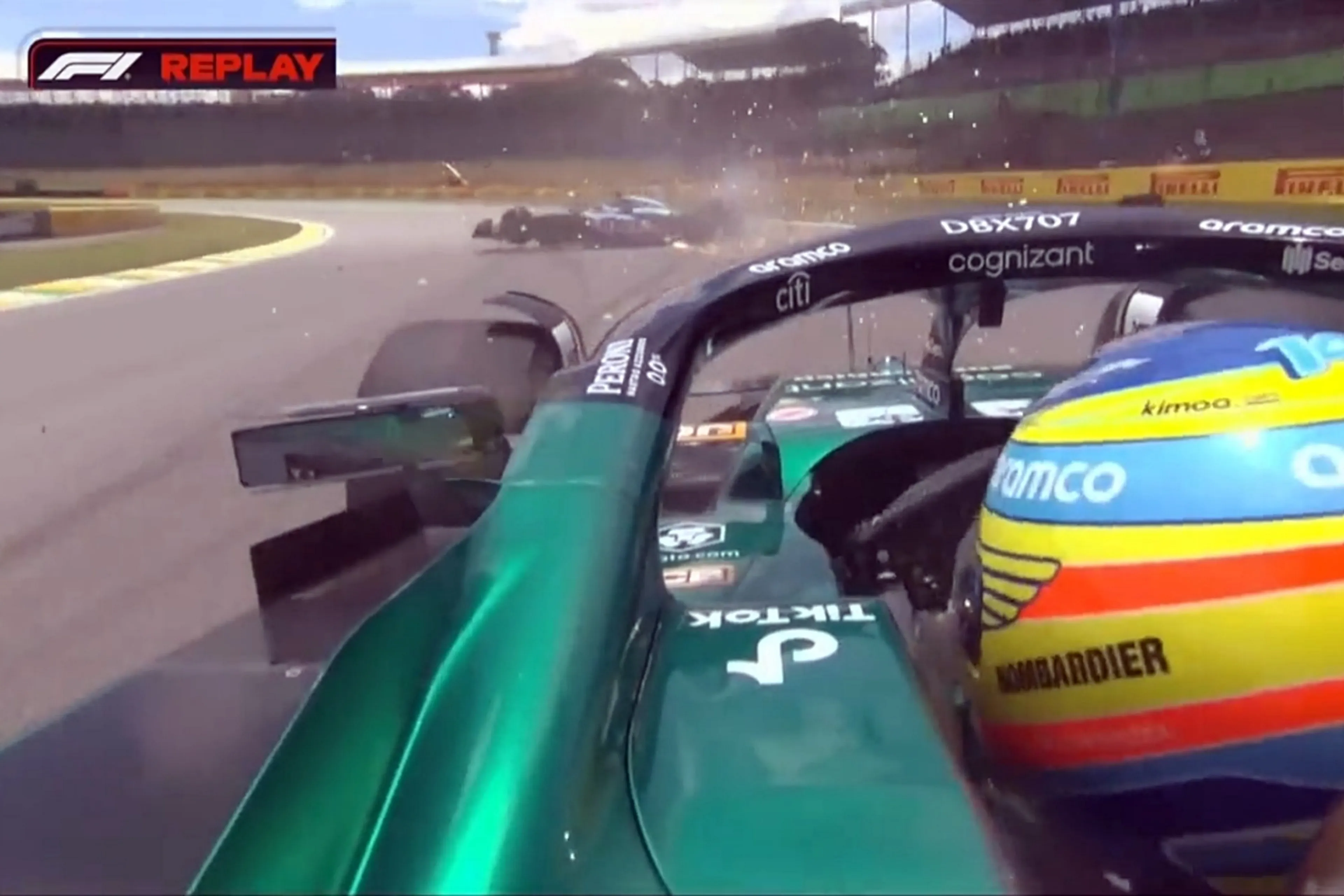 ¡Nuevo accidente entre Fernando Alonso y Esteban Ocon! Ambos vuelven a chocar en Brasil