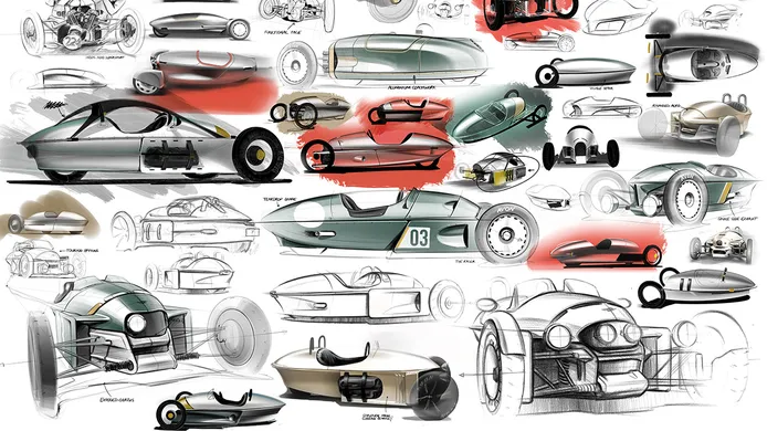 El diseño del nuevo Morgan 3 Wheeler 2022 se vislumbra en estos bocetos