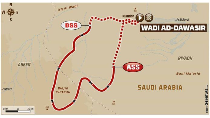 Dakar 2022 - Penultimate loop for participants around Wadi Ad Dawasir