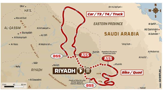 Dakar 2022 - Different routes for motorcycles and cars in the fifth stage of the Dakar