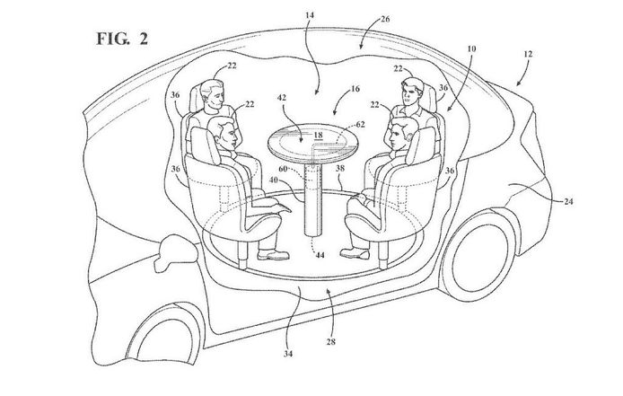 Ford patenta una mesa retráctil con airbag para vehículos autónomos