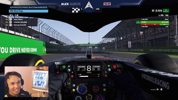 Albon se lleva el GP virtual de Brasil tras una intensa lucha con Leclerc