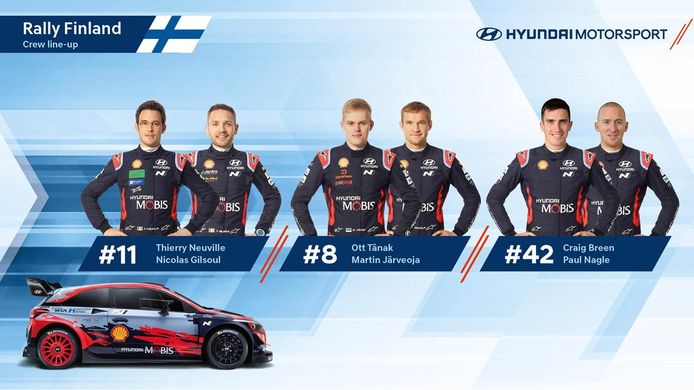 Hyundai hace pública su alineación para el Rally de Finlandia 2020