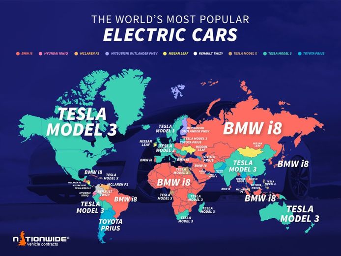 Estos son los vehículos eléctricos más populares en cada país del mundo