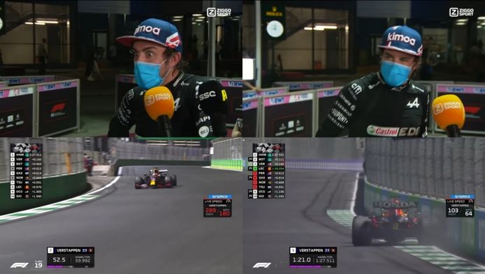 Así de impactado quedó Alonso con la vuelta de Verstappen, antes y después del accidente