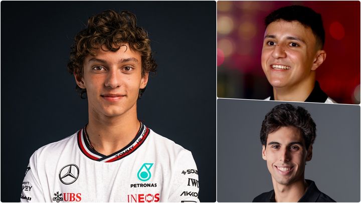Debutantes en la Fórmula 1 de 2025: Antonelli, Hadjar y Bortoleto.