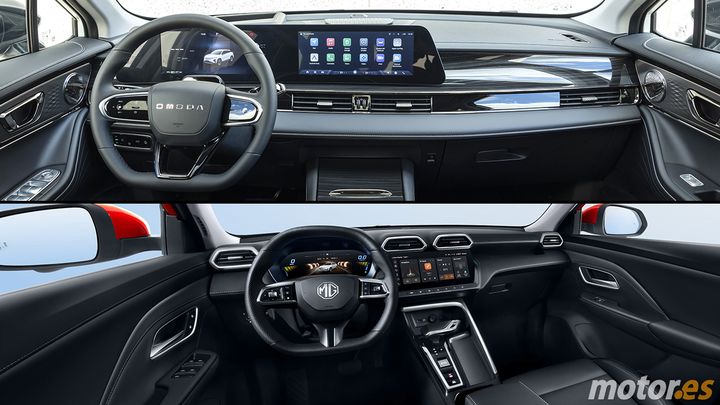 Interior del Omoda 5 y del MG ZS